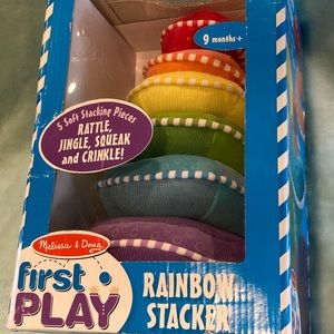 NEW Melissa & Doug First Play Plush Rainbow Stacker Machine Wash, Squeak, Rattle